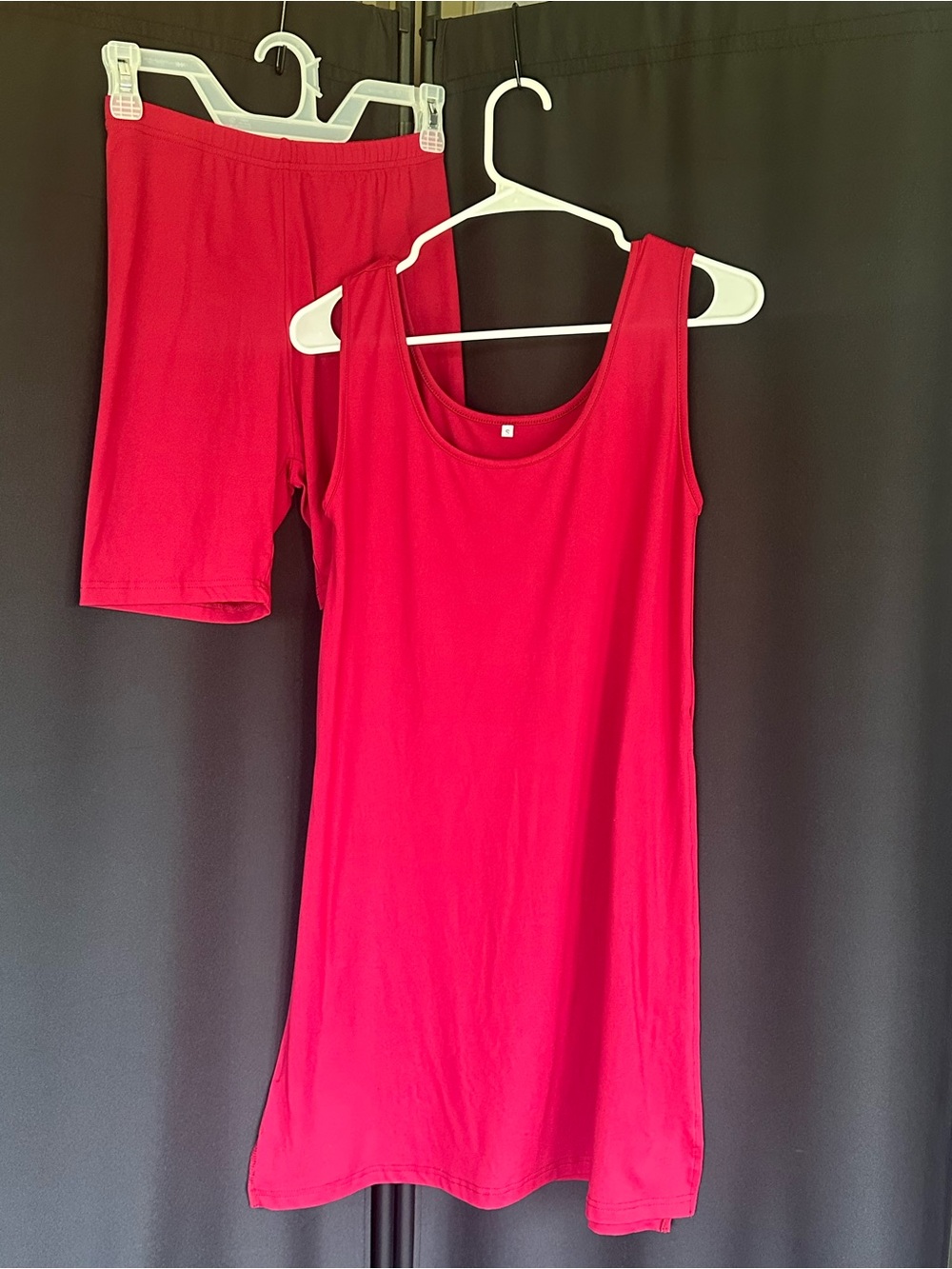 Women's Sleeveless Tank Dress with Matching Shorts - Red 2 piece set / S